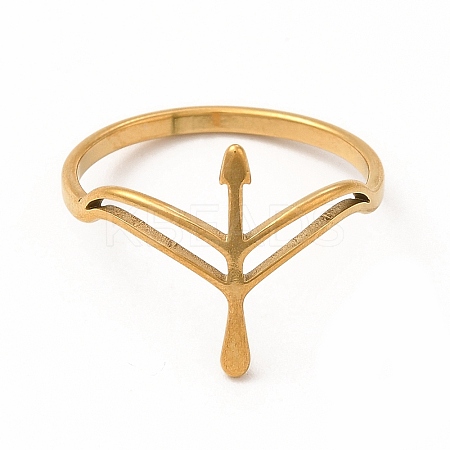 201 Stainless Steel Hollow Out Arrow Finger Ring for Women LS-RJEW-K239-07G-1