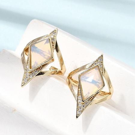 Brass Micro Pave Cubic Zirconia Cuff Rings for Women GG-CBA7610-11G-03-1