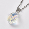 Electroplated Glass Pendant Necklaces NJEW-JN02607-3