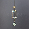 Natural Green Aventurine Star Sun Catcher Hanging Ornaments with Brass Sun HJEW-PW0002-13G-1