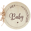 Round with Word Hey Baby Wood Baby Shower Guest Book Alternatives for Boy or Girl DIY-WH20002-58B-1