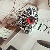 Hip-hop Style 201 Stainless Steel and Glass Finger Rings FS-WG99B6A-03-1