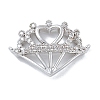 Rack Plating Brass Micro Pave Clear Cubic Zirconia Heart Crown Connector Charms KK-A234-060P-1
