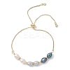 Natural Cultured Freshwater Pearl Beads Slider Bracelets BJEW-JB13409-2