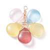 Wire Wrapped Glass Pendants PALLOY-JF01318-02-3