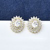 Brass Micro Pave Clear Cubic Zirconia Stud Earrings for Women EJEW-F363-03G-1