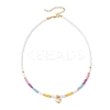 Valentine's Day 304 Stainless Steel Heart Pendant Glass Seed Beaded Necklaces for Women NJEW-MZ00146-02-2