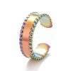 Ion Plating(IP) Rainbow Color 304 Stainless Steel Flat Open Cuff Ring for Women RJEW-C025-10M-1