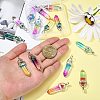 14Pcs 7 Colors Faceted Bullet Glass Pointed Pendants GLAA-CJ0001-71-4