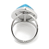 304 Stainless Steel Synthetic Turquoise Cuff Rings G-Z056-09P-02-3