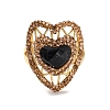 Heart Synthetic Blue Goldstone Finger Rings RJEW-K286-06G-3