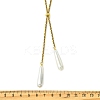 Adjustable Electroplate Shell Pearl Teardrop Tassel 304 Stainless Steel Box Chain Slider Lariat Necklaces for Women NJEW-JN06021-4