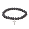 Natural Lava Rock Beads Stretch Bracelets BJEW-JB13252-01-2