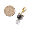 Natural Black Onyx & Glass Seed Beaded Cat Pendant Decoration HJEW-MZ00157-02-3
