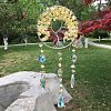 Metal Wire Wrapped Natural Citrine Chips Flat Round with Tree of Life Pendant Decorations. Hanging Suncatchers TREE-PW0003-11D-1