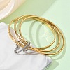 Two Tone 304 Stainless Steel Multi-strand Bangles for Women BJEW-F540-06GP-2