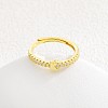 Adjustable Brass Micro Pave Clear Cubic Zirconia Finger Rings for Women FS-WG712C8-15-1