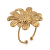 Flower 304 Stainless Steel Open Cuff Ring for Women LS-RJEW-M049-04G-2