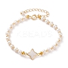 Natural White Shell Star Link Bracelets BJEW-JB05780-02-1