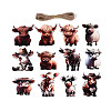 12Pcs UV Single Face Printed Wood Cattle Pendant Decorations WOOD-N020-05-1