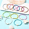 11Pcs Natural Persian Jade Round Beaded & Dyed Synthetic Turquoise Beaded Stretch Bracelets BJEW-JB12005-1
