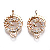 Brass Micro Pave Clear Cubic Zirconia Links Connectors KK-S359-153-RS-1