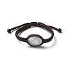Adjustable Oval Natural Quartz Crystal Braided Bead Bracelets BJEW-H626-02-08-4