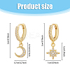 3 Pair 3 Style Clear Cubic Zirconia Moon & Star Dangle Hoop Earrings EJEW-FI0001-39-2