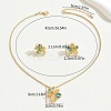 Flower Brass & Cubic Zirconia & Cat Eye Pendant Necklaces & Stud Earrings Sets FS-WG756F6-01-4
