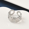 304 Stainless Steel Open Cuff Rings for Women RJEW-A079-11C-P-3