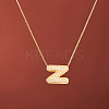 Brass Micro Pave Clear Cubic Zirconia Initial Pendant Necklaces for Women FS-WGDC51D-26-1