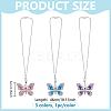 3Pcs Butterfly Alloy Glass Pendant Decoration HJEW-PH02100-2