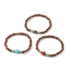 3Pcs 3 Style Natural & Synthetic Mixed Gemstone & Wood Stretch Bracelets Set with Indonesia Beaded for Women BJEW-JB08421-4