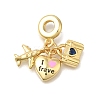 Brass Cubic Zirconia Travel European Dangle Charms KK-R002-20G-02-1