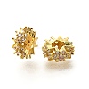 Flower Brass Micro Pave Cubic Zirconia European Beads KK-V008-19G-02-1