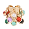 Natural Malachite & Lampwork Charms Finger Rings for Women RJEW-Z047-03G-3