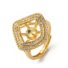 Rhombus Brass Micro Pave Clear Cubic Zirconia Adjustable Ring Settings KK-D378-34G-1