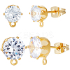 12 Pairs 2 Style Diamond Shape Brass with Cubic Zirconia Stud Earring Findings KK-BBC0012-72-1