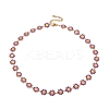 Enamel Daisy Link Chain Necklace NJEW-P220-01G-02-1