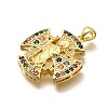 Rack Plating Brass Micro Pave Cubic Zirconia Pendants KK-L226-049G-02-2