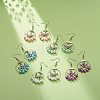 Glass Pearl Beaded Big Ring with Alloy Butterfly Dangle Earrings EJEW-JE05048-2