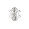 Non-Tarnish 304 Stainless Steel Oval Wide Open Cuff Ring for Women RJEW-S405-172P-1