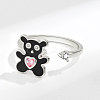 Brass Pave Cubic Zirconia Enamel Rotating Cuff Open Rings for Women FS-WGCF8B8-01-4