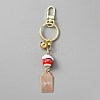 Japanese Maneki Neko Brass Bell Pendant Keychain KEYC-WH0036-13LG-03-3