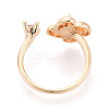 Windmill Brass Micro Pave Clear Cubic Zirconia Cuff Ring Settings KK-T076-36-3