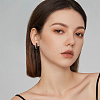 2 Pairs 2 Colors Two Tone 304 Stainless Steel Chunky Huggie Hoop Earrings with Enamel for Women EJEW-DC0001-38A-6