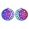 Ion Plating(IP) 201 Stainless Steel Filigree Pendants STAS-S118-022-2