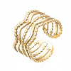 304 Stainless Steel Wave Open Cuff Ring RJEW-T023-34G-3
