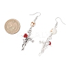 3 Pairs 3 Colors Hallowmas Alloy Dyed Synthetic Turquoise Dangle Earrings EJEW-JE06484-5