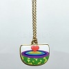 Ocean Brass Enamel Fan Pendant Necklaces for Women WGBD0BA-04-1